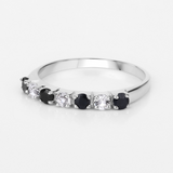 Black Sapphire and White Topaz Half Eternity Ring