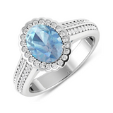 Genuine Aquamarine Diamond Bridge Ring