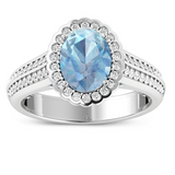 Genuine Aquamarine Diamond Bridge Ring