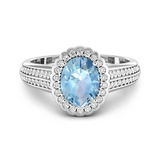 Genuine Aquamarine Diamond Bridge Ring