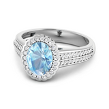 Genuine Aquamarine Diamond Bridge Ring