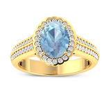 Genuine Aquamarine Diamond Bridge Ring