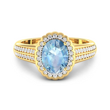 Genuine Aquamarine Diamond Bridge Ring