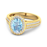 Genuine Aquamarine Diamond Bridge Ring