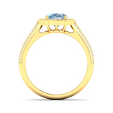 Genuine Aquamarine Diamond Bridge Ring