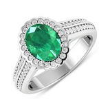 Genuine Zambian Emerald and Diamond Bridge Ring