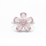 Natural Rose Quartz Sterling Silver Flower Ring