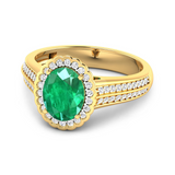 Genuine Zambian Emerald and Diamond Bridge Ring