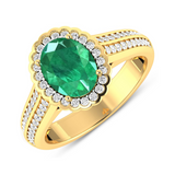 Genuine Zambian Emerald and Diamond Bridge Ring