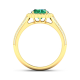 Genuine Zambian Emerald and Diamond Bridge Ring