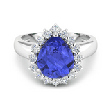 Genuine Diamond and Tanzanite Halo Ring