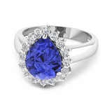 Genuine Diamond and Tanzanite Halo Ring