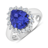 Genuine Diamond and Tanzanite Halo Ring