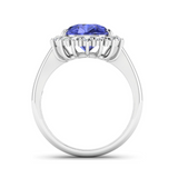 Genuine Diamond and Tanzanite Halo Ring