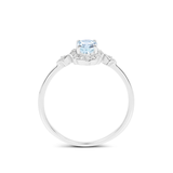 Blue oval Aquamarine Diamond Halo Ring