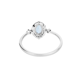 Blue oval Aquamarine Diamond Halo Ring