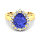 Genuine Diamond and Tanzanite Halo Ring