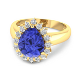 Genuine Diamond and Tanzanite Halo Ring