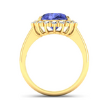 Genuine Diamond and Tanzanite Halo Ring