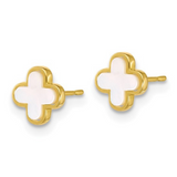 10k Gold Mother of Pearl Clover Earrings