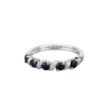 Genuine Blue Sapphire and White Topaz 5 Stone Ring