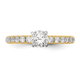 14K Gold Lab Diamond Solitaire Pave Ring