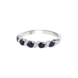 Genuine Blue Sapphire and White Topaz 5 Stone Ring