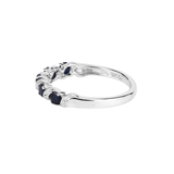 Genuine Blue Sapphire and White Topaz 5 Stone Ring