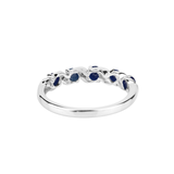 Genuine Blue Sapphire and White Topaz 5 Stone Ring