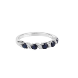 Genuine Blue Sapphire and White Topaz 5 Stone Ring