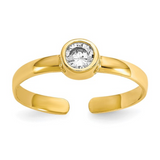 10k Gold CZ Toe Ring For Women