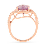 Oval Pink Amethyst Halo Ring