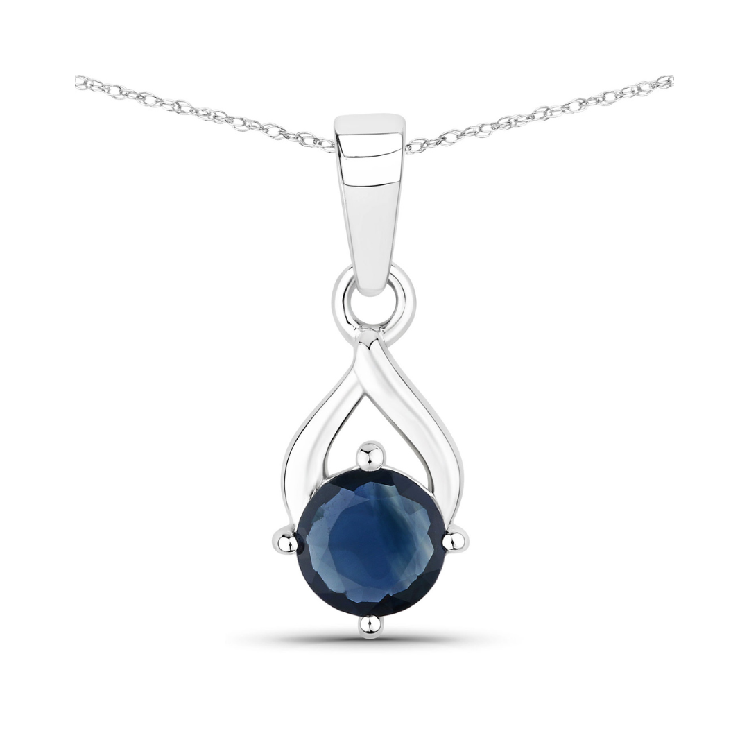 Genuine 10K Blue Sapphire Solitaire Pendant