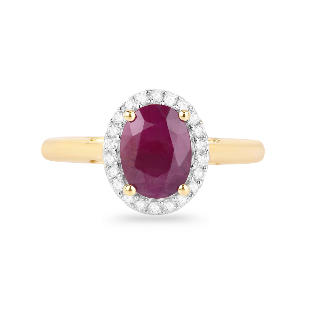 Genuine 10K Pink Ruby and Diamond Halo Ring