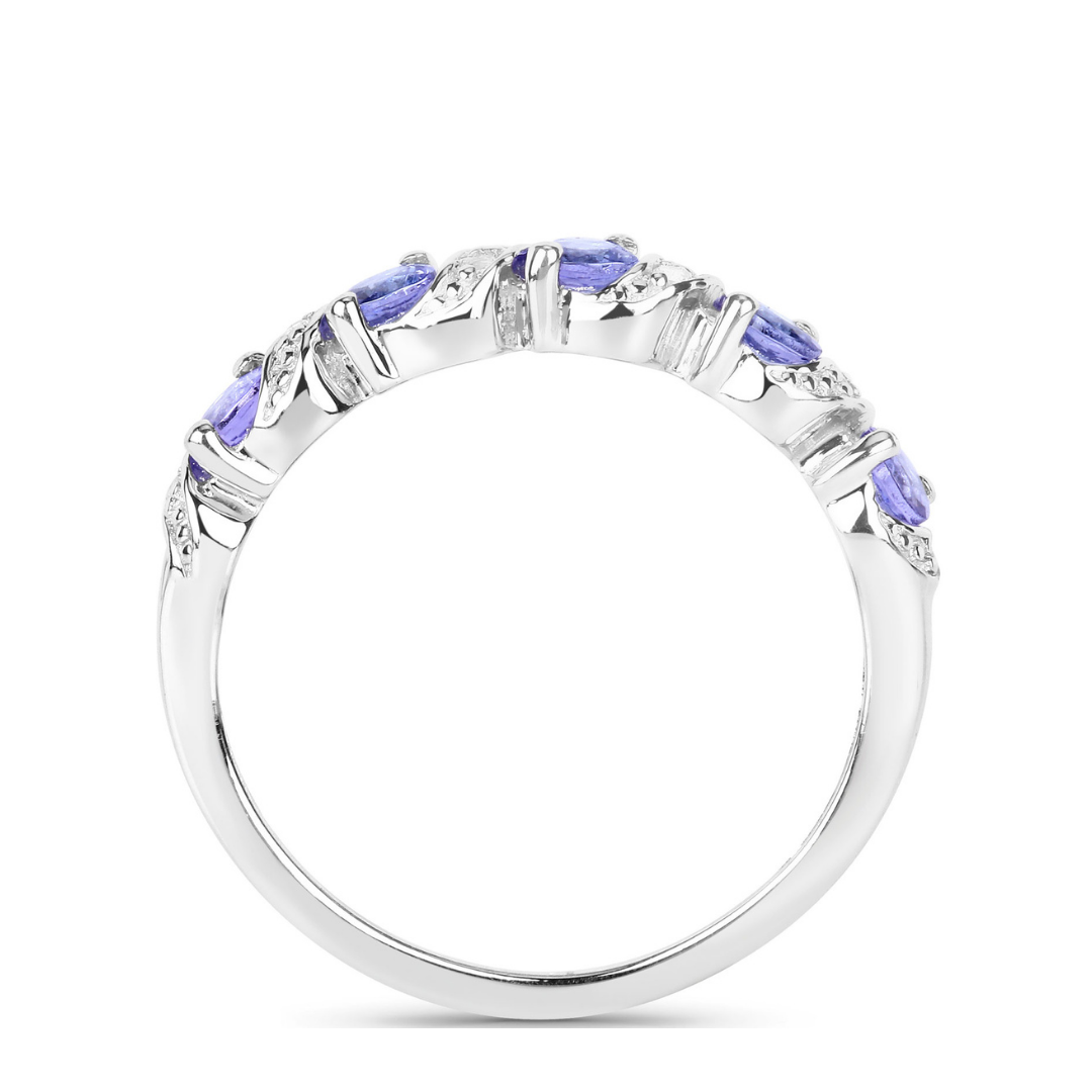 Genuine Violet Tanzanite 5 Stone Ring