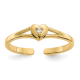 10K Yellow Gold Toe Ring Heart Shaped