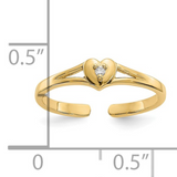 10K Yellow Gold Toe Ring Heart Shaped