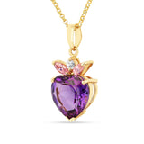 Chunky Amethyst Heart Pendant Necklace