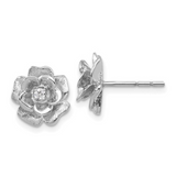 14K White Gold Lab Diamond Rose Stud Earrings