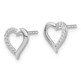 14k White Gold Lab Grown Diamond Open Heart Stud Earrings