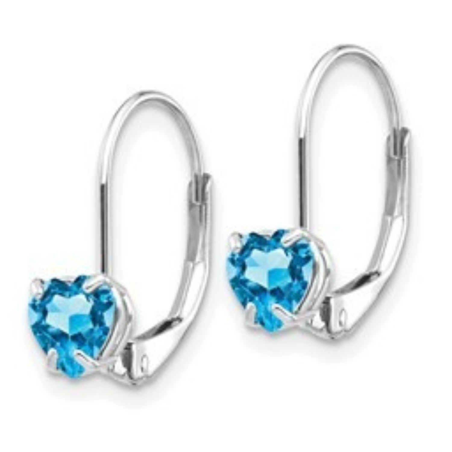 14k Gold Heart Gemstone Leverback Earrings