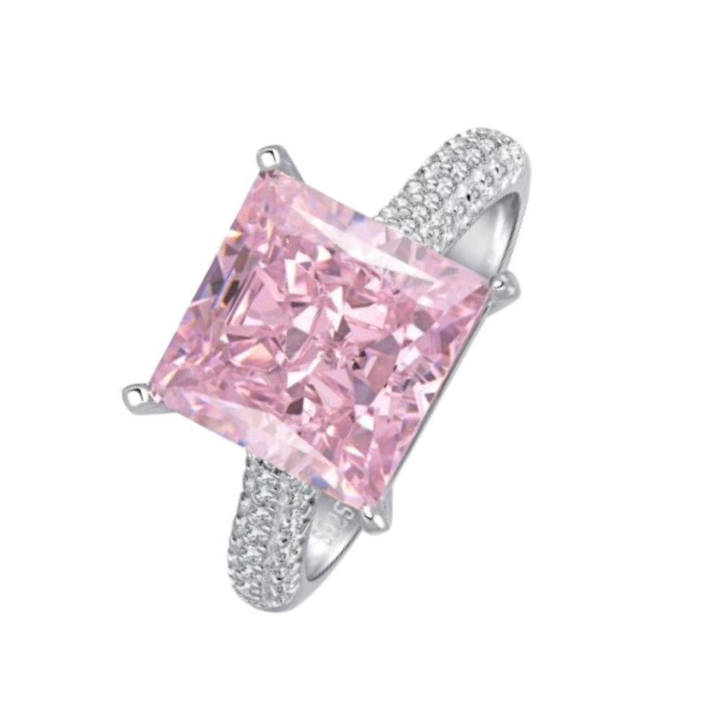 Pink CZ Square Cut Statement Ring