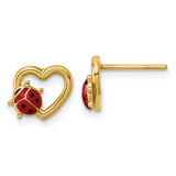 14k Gold Ladybug Earrings on Heart