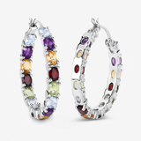 Multi Stone Hoop Earrings