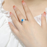 Blue Opal Offset Ring - FineColorJewels