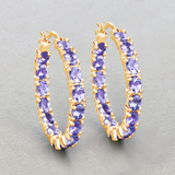 14k Gold Plated Tanzanite Hoop Earrings