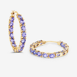 14k Gold Plated Tanzanite Hoop Earrings