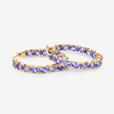 14k Gold Plated Tanzanite Hoop Earrings