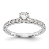 14K White Gold Lab Diamond Solitaire Pave Ring, elegant solitaire ring, affordable diamond solitaire, diamond solitaire on a budget