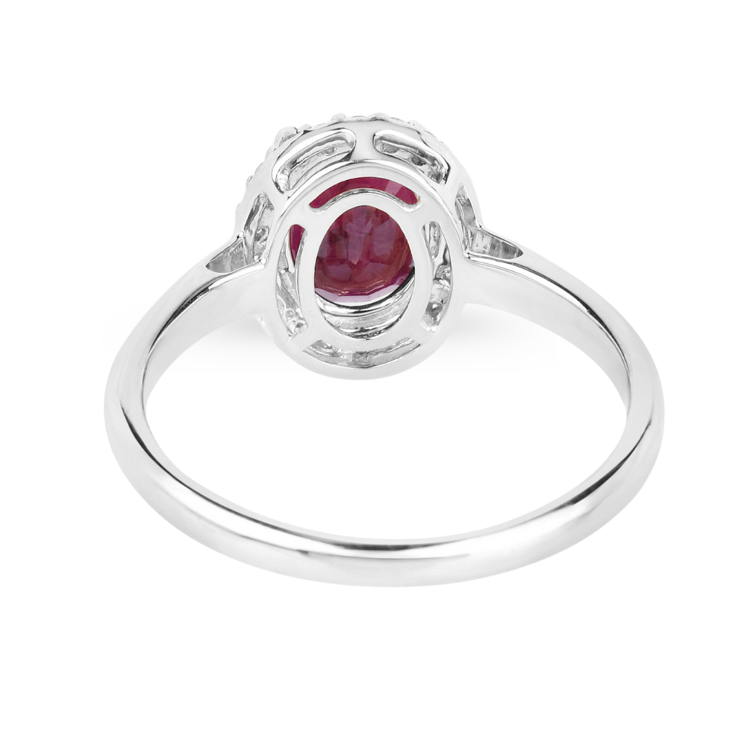 Genuine 10K Pink Ruby and Diamond Halo Ring